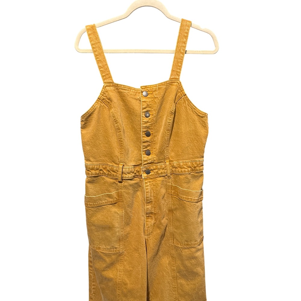 Universal Thread Mustard Yellow Denim Overalls Button Front Size 14